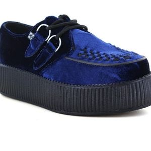 T.U.K. Midnight Blue Velvet creepers